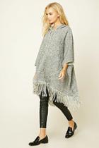 Forever21 Women's  Marled Knit Hooded Poncho