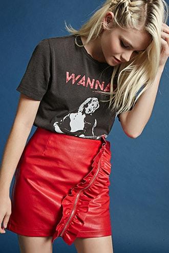Forever21 Faux Leather Ruffle Mini Skirt