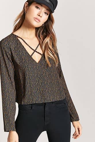 Forever21 Geo-print Caged Top