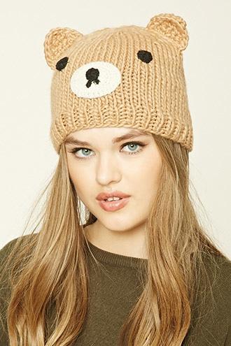 Forever21 Women's  Bear Face Beanie
