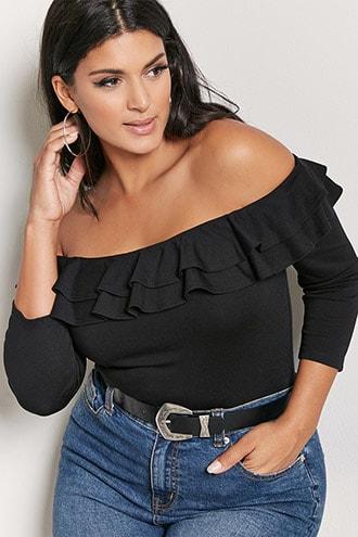 Forever21 Plus Size Ruffled Off-the-shoulder Top