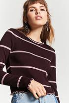 Forever21 Striped Lettuce Edge Crop Top