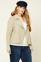 Forever21 Plus Women's  Taupe Plus Size Moto Jacket