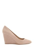 Forever21 Women's  Light Grey Faux Suede Wedges
