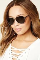 Forever21 Gold & Olive Brow Bar Aviator Sunglasses