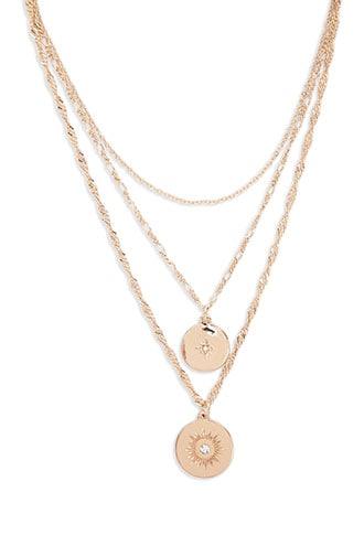 Forever21 Layered Rhinestone Disc Chain Necklace