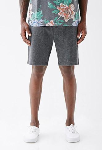 21 Men Men's  Speckled Zip-pocket Sweatshorts (charcoal Heather)