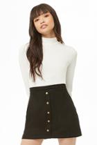 Forever21 Faux Suede Button-front Skirt