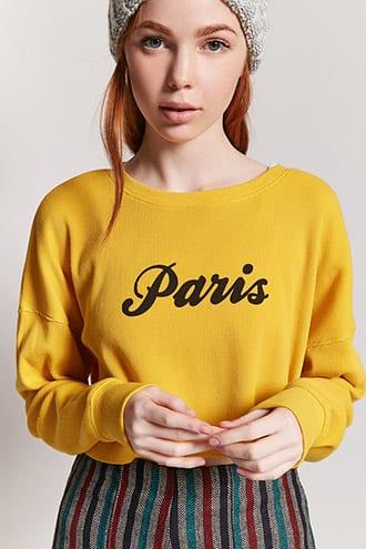 Forever21 Paris Graphic Crop Top