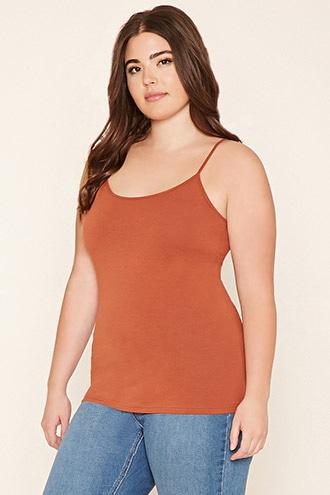 Forever21 Plus Women's  Pine Bark Plus Size Classic Knit Cami
