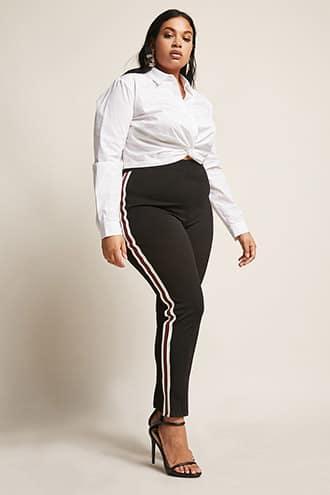 Forever21 Plus Size Contrast Stripe Pants
