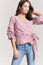 Forever21 Stripe Tiered Sleeve Wrap Top