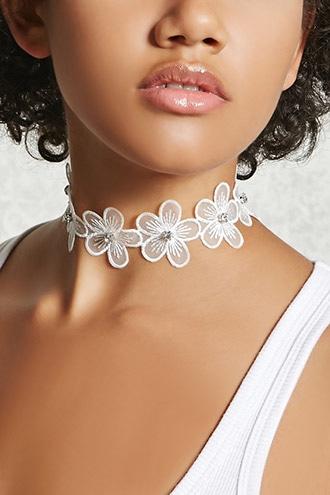 Forever21 Rhinestone Floral Choker