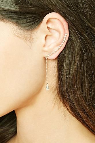 Forever21 Rhinestone Drop Chain Ear Cuff