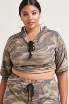 Forever21 Plus Size Slashed Camo Hoodie