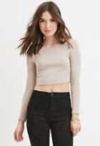 Forever21 Women's  Taupe Ribbed Crop Top