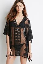 Forever21 Embroidered Mesh Poncho Top
