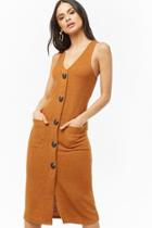 Forever21 Ribbed Sleeveless Button-front Midi Dress