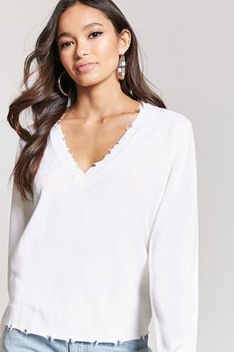 Forever21 Frayed Sweater-knit Top