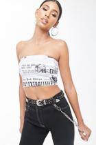 Forever21 Newsprint Cropped Tube Top