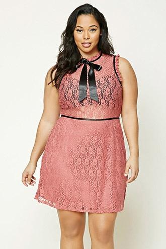 Forever21 Plus Size Mock Neck Lace Dress