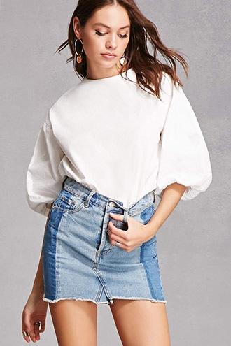 Forever21 Poplin Puff-sleeve Top