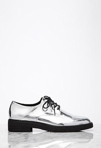 Forever21 Metallic Faux Patent Oxfords