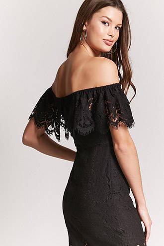 Forever21 Crochet Lace Off-the-shoulder Dress