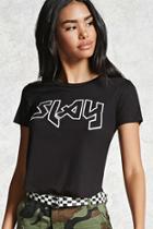 Forever21 Slay Graphic Cropped Tee