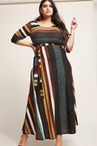 Forever21 Plus Size Stripe & Chevron Knit Maxi Dress