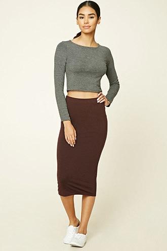 Forever21 Women's  Bodycon Midi Knit Skirt