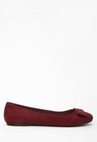 Forever21 Women's  Wine Bow-topped Faux Suede Flats