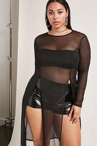 Forever21 Plus Size Mesh M-slit Dress