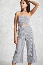 Forever21 Cropped Striped Jumpsuit
