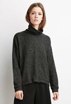 Forever21 Women's  Marled Knit Turtleneck Sweater (olive/black)