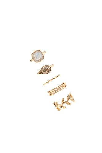 Forever21 Gold & Blush Cutout Leaf Ring Set