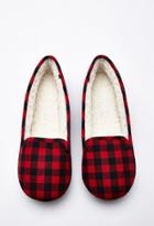 Forever21 Gingham Faux Shearling Slippers