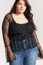 Forever21 Plus Size Sheer Lace Trumpet-sleeve Cardigan