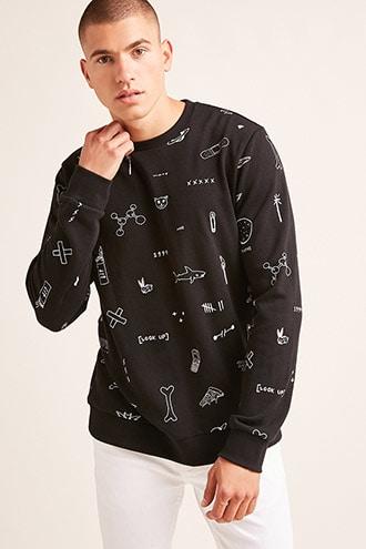 Forever21 Space Motif Graphic Sweatshirt