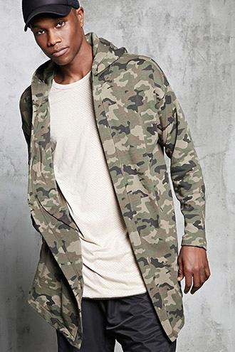 Forever21 Hooded Camo Print Cardigan