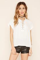 Forever21 Women's  Collared Lace-up Top