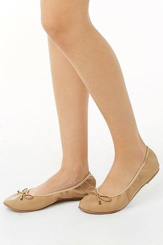Forever21 Faux Leather Bow-front Ballet Flats