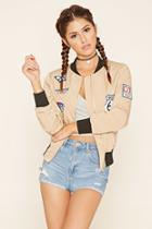 Forever21 Women's  Route 66 Patched Bomber Jacket