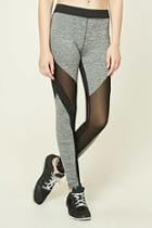 Forever21 Women's  Charcoal & Black Active Marled Knit Leggings