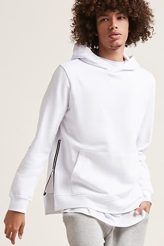 Forever21 Zippered Slub Knit Fleece Hoodie