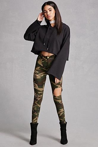 Forever21 Distressed Camo Skinny Jeans