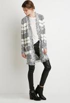 Love21 Fringed Abstract Stripe Cardigan
