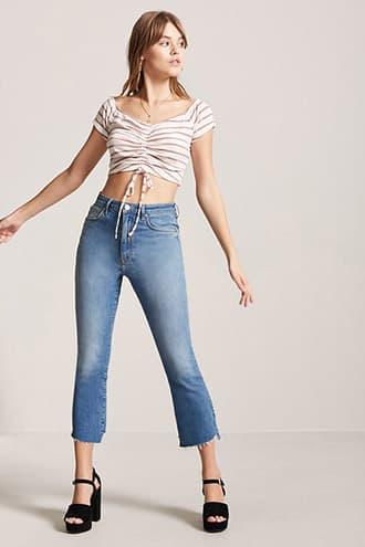 Forever21 Stripe Ruched-front Crop Top