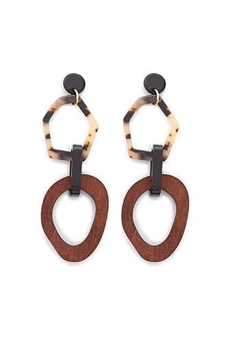 Forever21 Tiered Tortoiseshell & Wood Drop Earrings