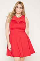 Forever21 Plus Women's  Plus Size Mesh-yoke Mini Dress